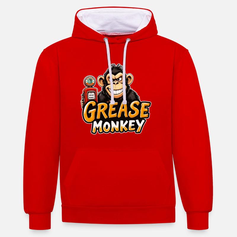 Mécanisme du sourire de GreaseMonkey - Sweat à capuche contrasté - rouge/blanc