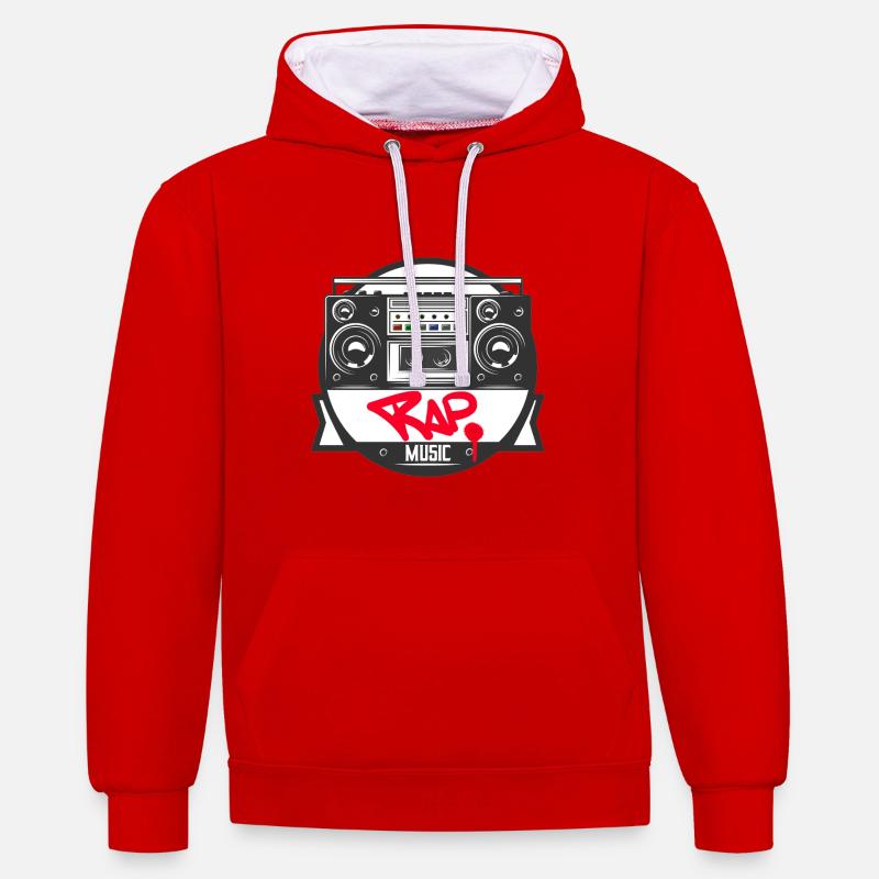 Jukebox Rap Logo Ghetto Blaster Graffiti - Sweat à capuche contrasté - rouge/blanc