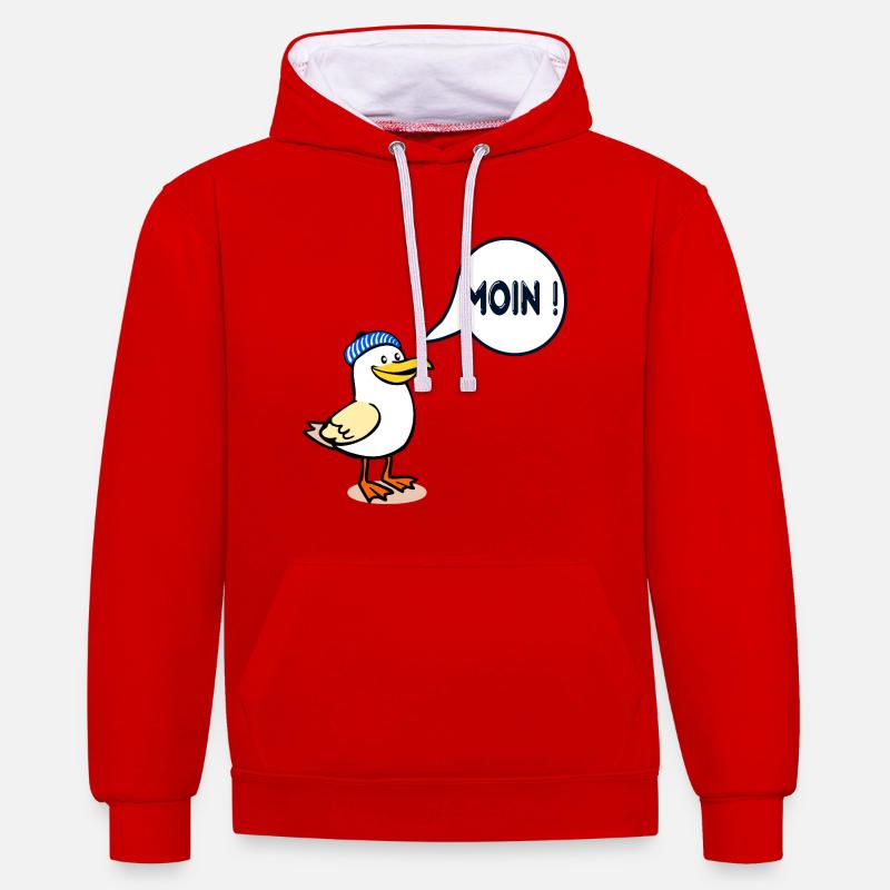 Mouette de Hambourg Moin de Hambourg - Sweat à capuche contrasté - rouge/blanc