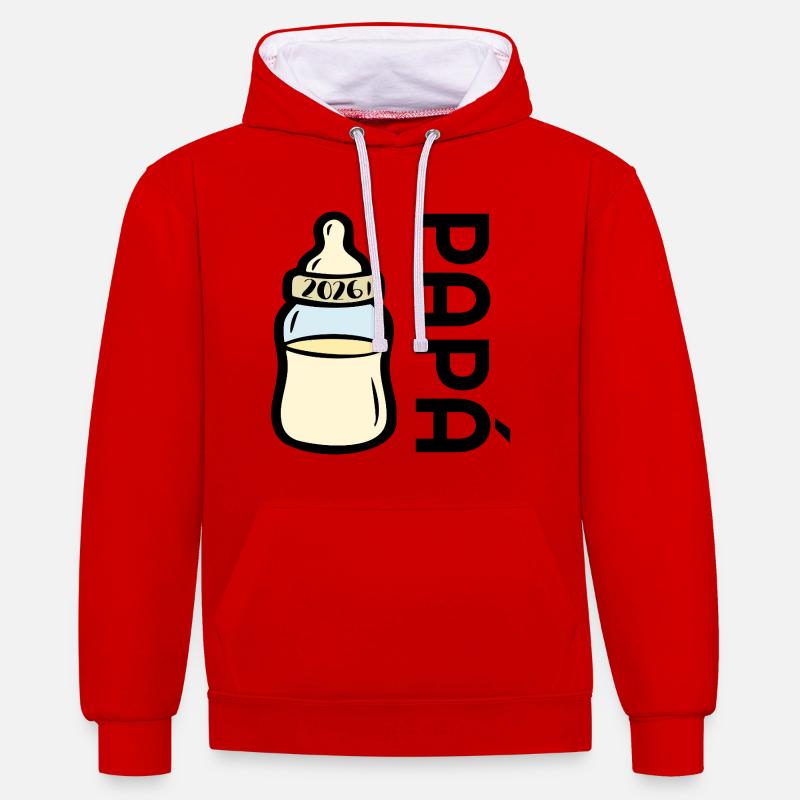 Papa espagnol bébé 2026 - Sweat à capuche contrasté - rouge/blanc