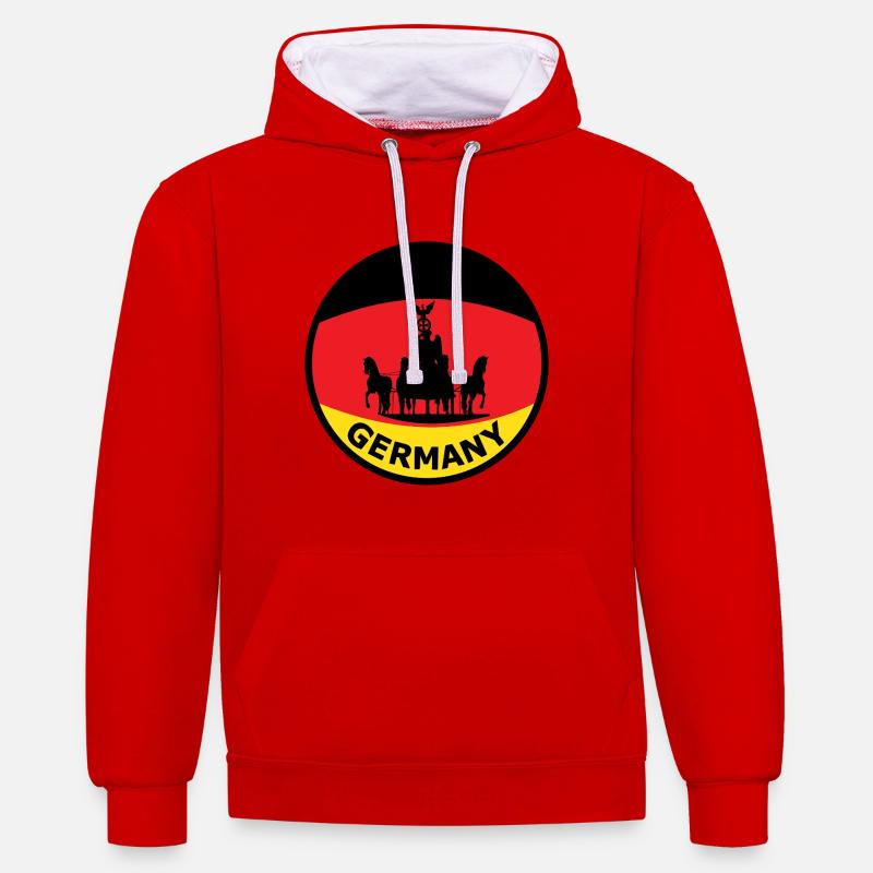Silhouette du char du drapeau allemand - Sweat à capuche contrasté - rouge/blanc