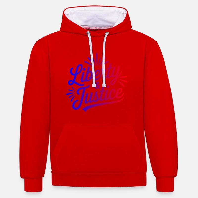 Liberté & Justice Imprimé - Sweat à capuche contrasté - rouge/blanc