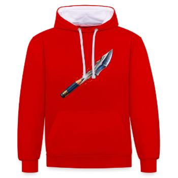Lance Scintillante de l’Art - Sweat à capuche contrasté - rouge/blanc - Devant - Liana (172cm) & Jaron (178cm)