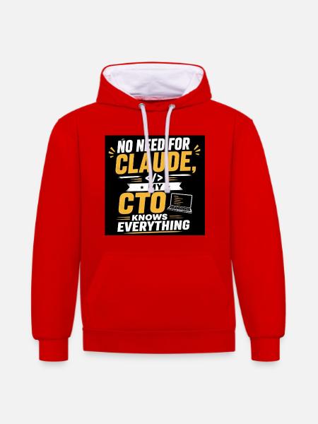 Claude und CTO in Begleitung - Kontrast-Hoodie - Rot/Weiß