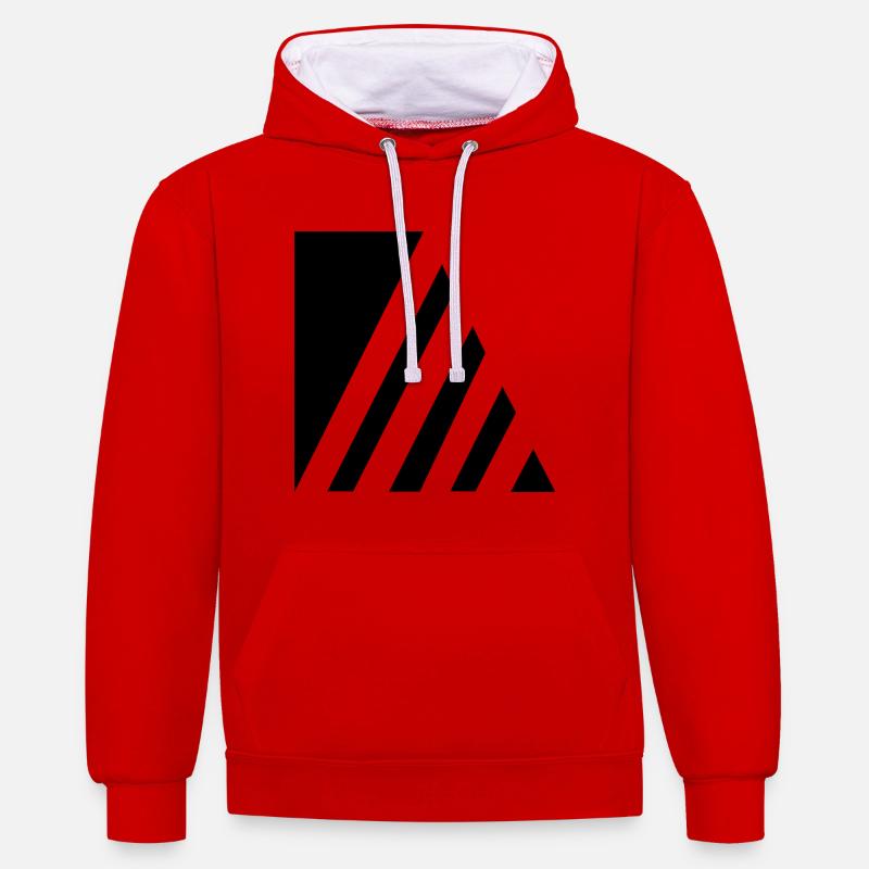 Rayures élégantes - Sweat à capuche contrasté - rouge/blanc