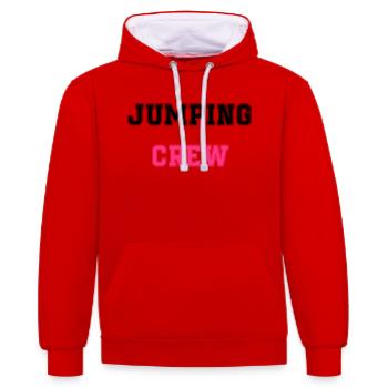 jumping trampoline girl jumping jump gift - Contrast hoodie - red/white - Front - Liana (172cm) & Jaron (178cm)