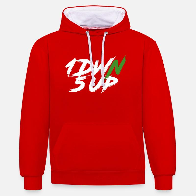 1DWN5UP blanc - Sweat à capuche contrasté - rouge/blanc