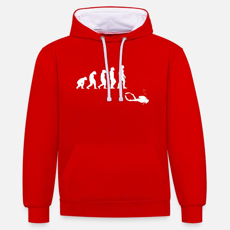 Evolution diving with a device - Contrast hoodie - red/white