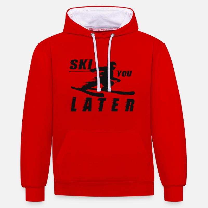Skiez plus tard - - Sweat à capuche contrasté - rouge/blanc