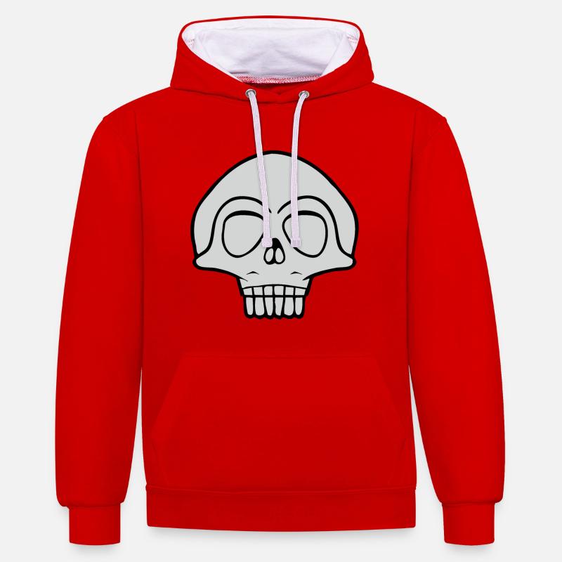 Conception de crâne gris - Sweat à capuche contrasté - rouge/blanc