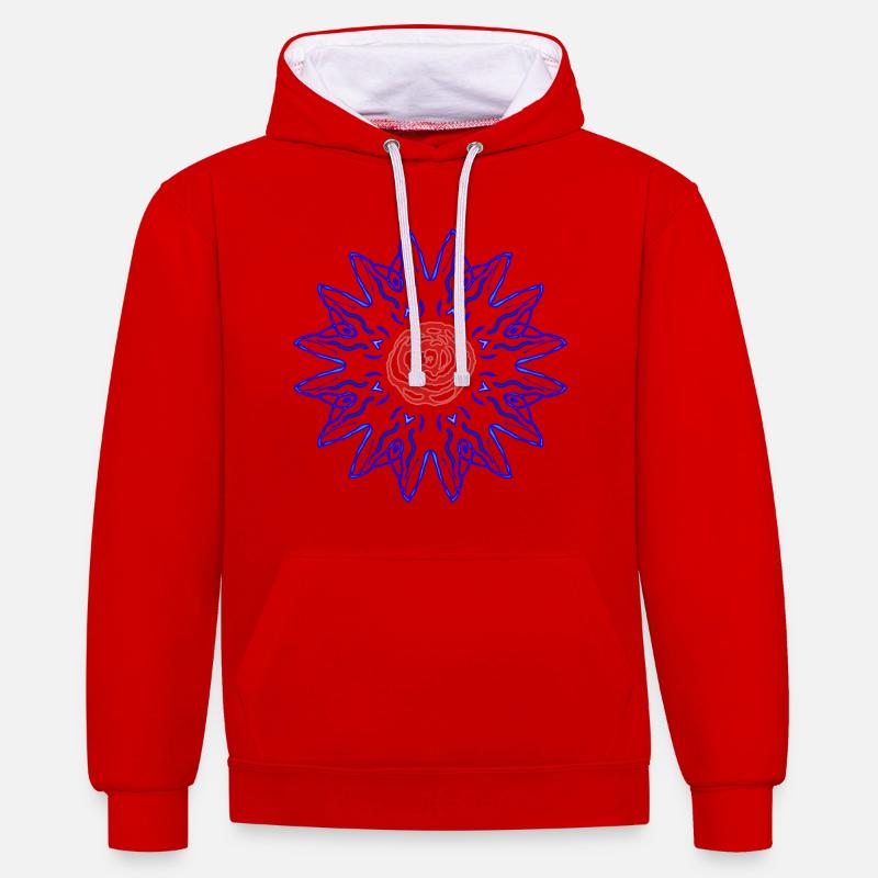 Rose dans le soleil bleu - Sweat à capuche contrasté - rouge/blanc