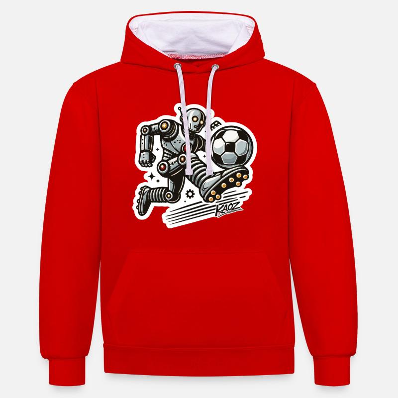 Robo Striker Soccer Bot - Sweat à capuche contrasté - rouge/blanc
