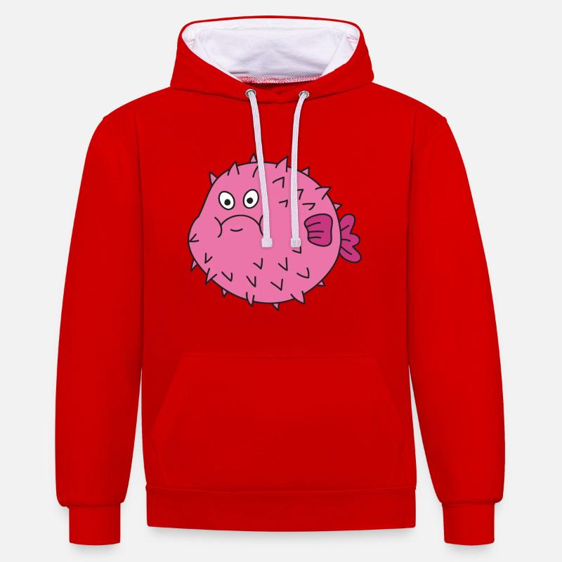 Poisson mignon mignon - Sweat à capuche contrasté - rouge/blanc