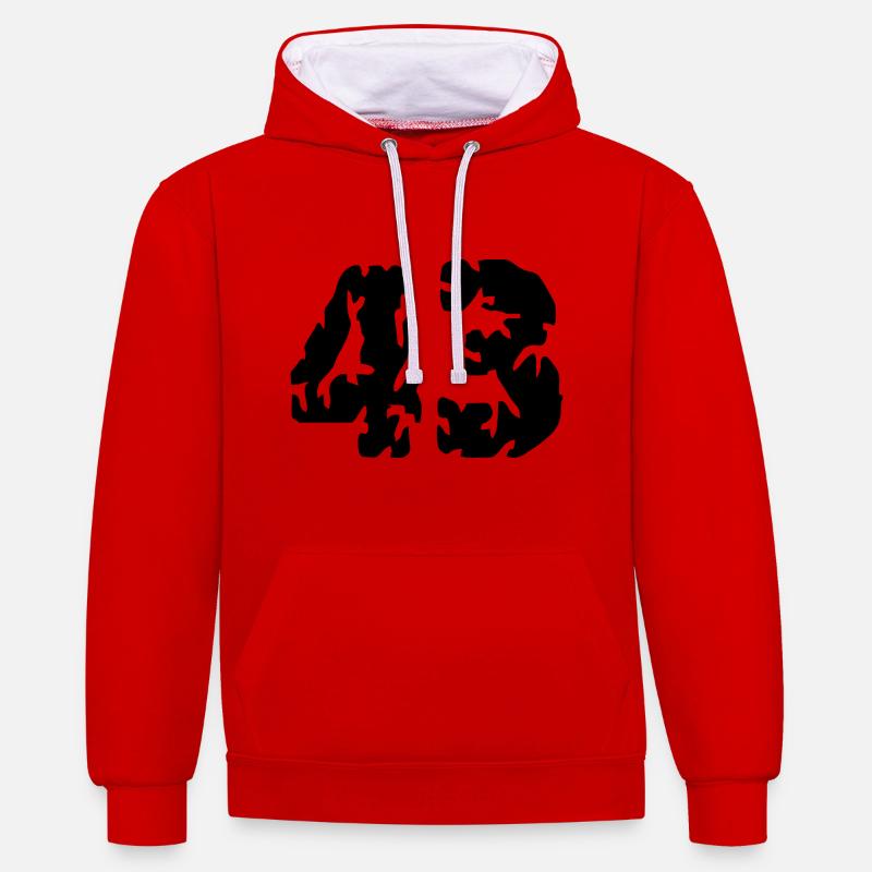 43 Maillot numéro - Sweat à capuche contrasté - rouge/blanc