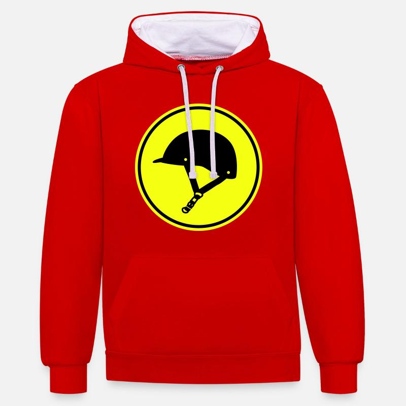 Icône du chapeau équestre - Sweat à capuche contrasté - rouge/blanc