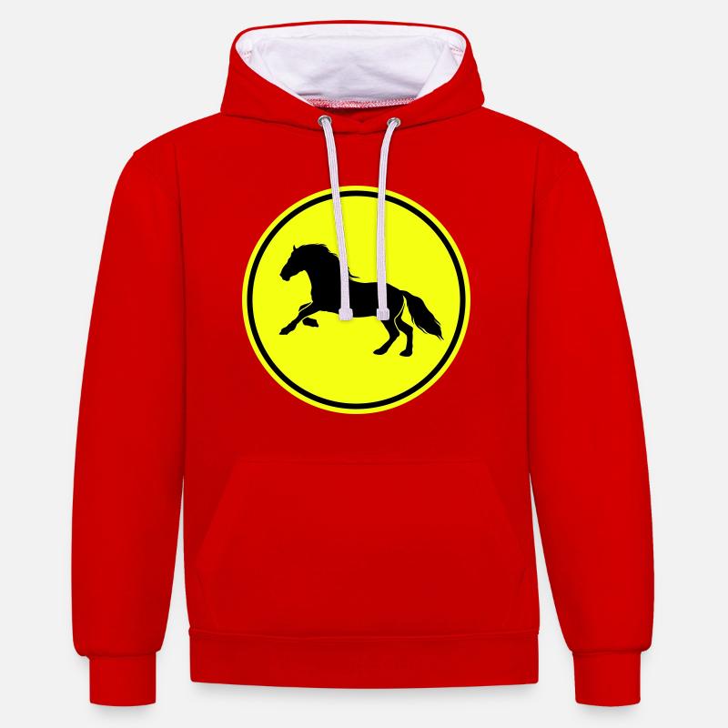 Icône Cheval Cheval - Sweat à capuche contrasté - rouge/blanc