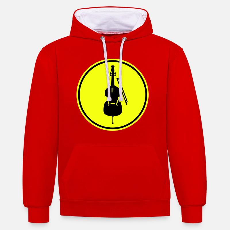 Icône de violon - Sweat à capuche contrasté - rouge/blanc