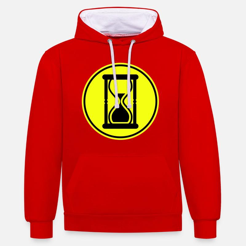 Sanduhr Symbol - Kontrast-Hoodie - Rot/Weiß