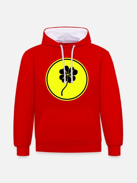 Cloverleaf luck - Contrast hoodie - red/white