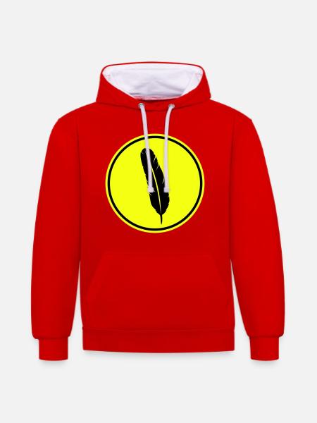 Feather symbol - Contrast hoodie - red/white