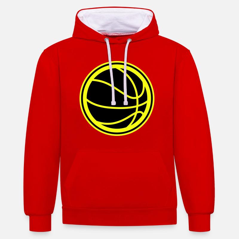 Symbole du basket-ball - Sweat à capuche contrasté - rouge/blanc