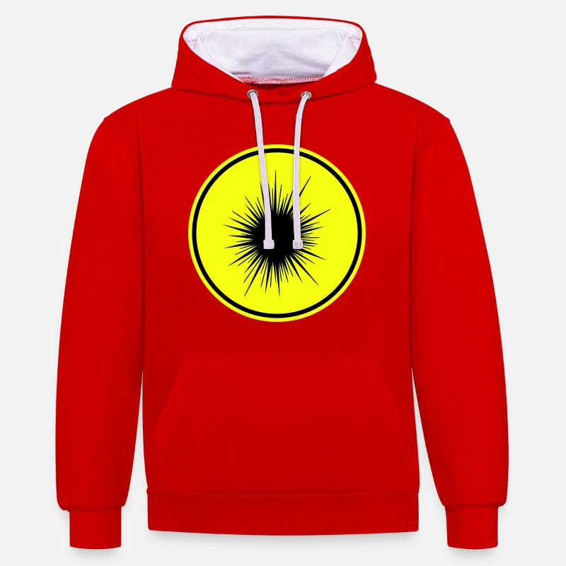 Symbole du hérisson de mer - Sweat à capuche contrasté - rouge/blanc