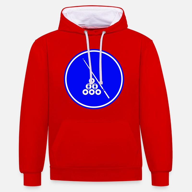 Icône de symbole de billard - Sweat à capuche contrasté - rouge/blanc