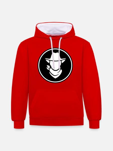 Cowboy western head - Contrast hoodie - red/white
