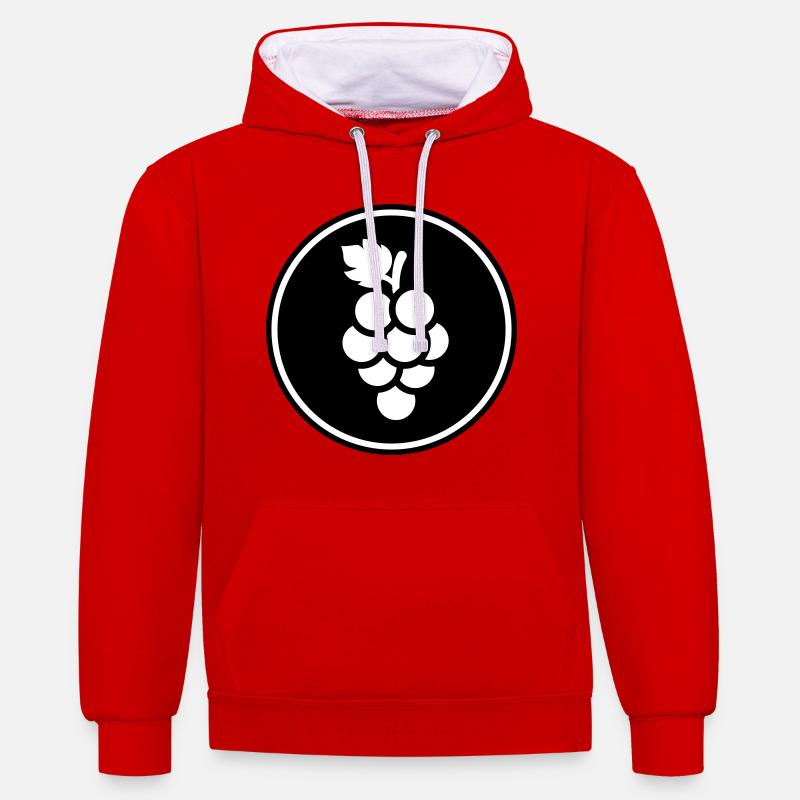 raisins - Sweat à capuche contrasté - rouge/blanc