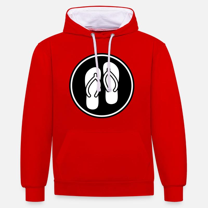 Icône de tongs - Sweat à capuche contrasté - rouge/blanc