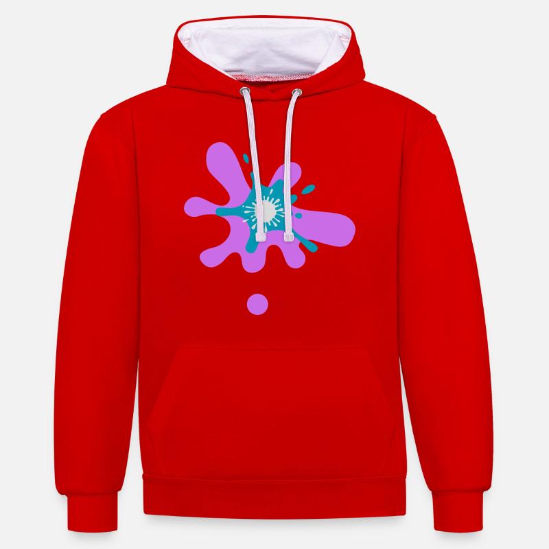 Impression d'éclaboussures de peinture abstraite - Sweat à capuche contrasté - rouge/blanc