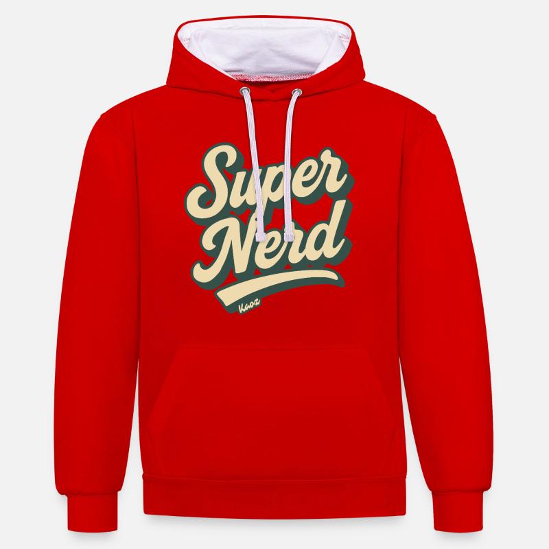 Super Nerd Retro Script - Sweat à capuche contrasté - rouge/blanc