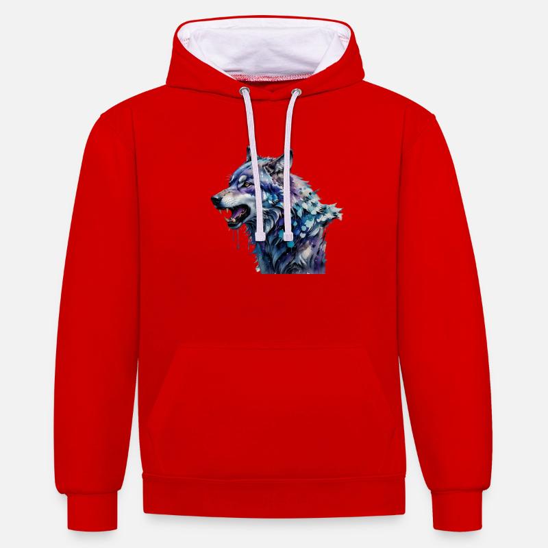 Alphawolf - Kontrast-Hoodie - Rot/Weiß