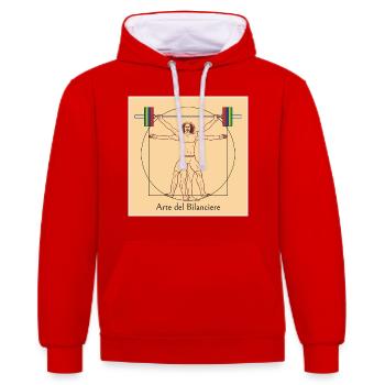 Homme de Vitruve déchirant - Sweat à capuche contrasté - rouge/blanc - Devant - Liana (172cm) & Jaron (178cm)