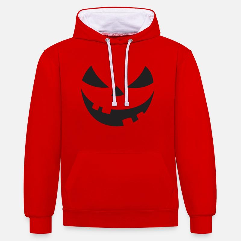 Citrouille d’Halloween - Sweat à capuche contrasté - rouge/blanc
