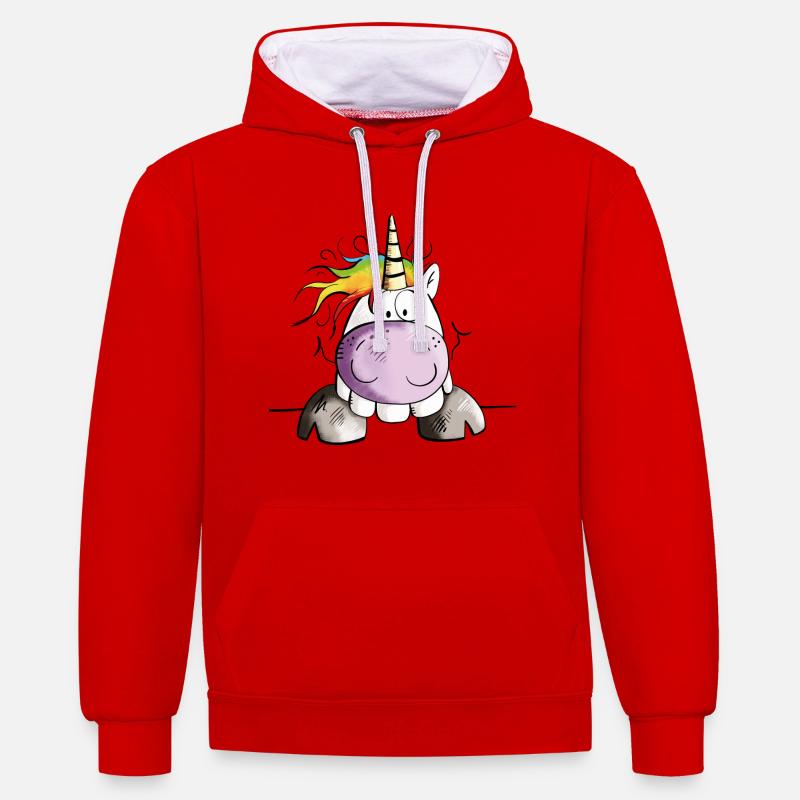 Petit Licorne - Sweat à capuche contrasté - rouge/blanc