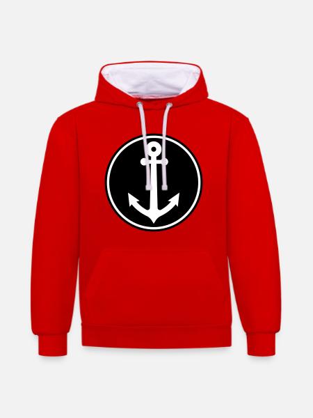 Anchor Captain Symbol - Contrast hoodie - red/white