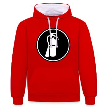 Fire extinguisher icon - Contrast hoodie - red/white - Front - Liana (172cm) & Jaron (178cm)