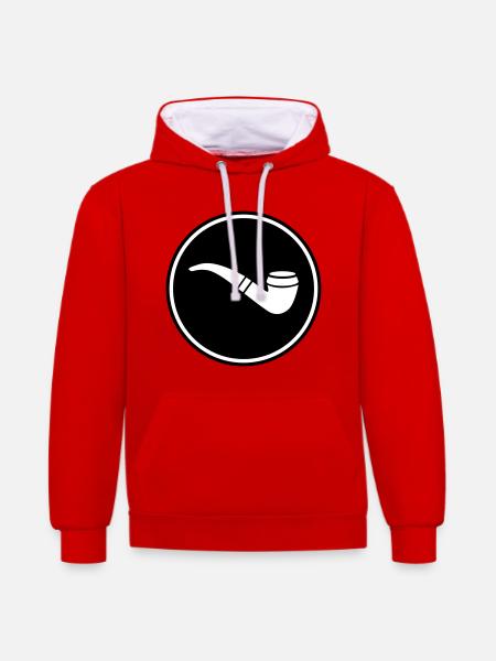 Smoking a pipe - Contrast hoodie - red/white