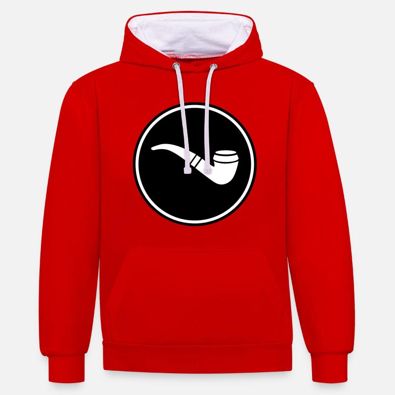 Fumer la pipe - Sweat à capuche contrasté - rouge/blanc