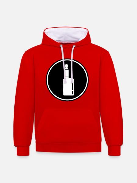 E-Zigarette Silhouette - Kontrast-Hoodie - Rot/Weiß