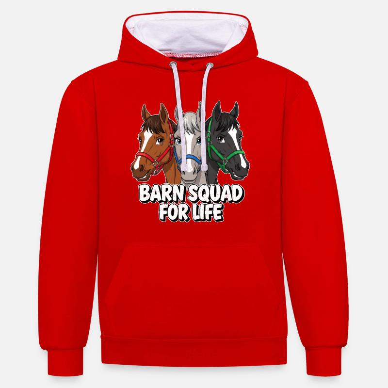 Amis chevaux de l’escouade de l’écurie - Sweat à capuche contrasté - rouge/blanc