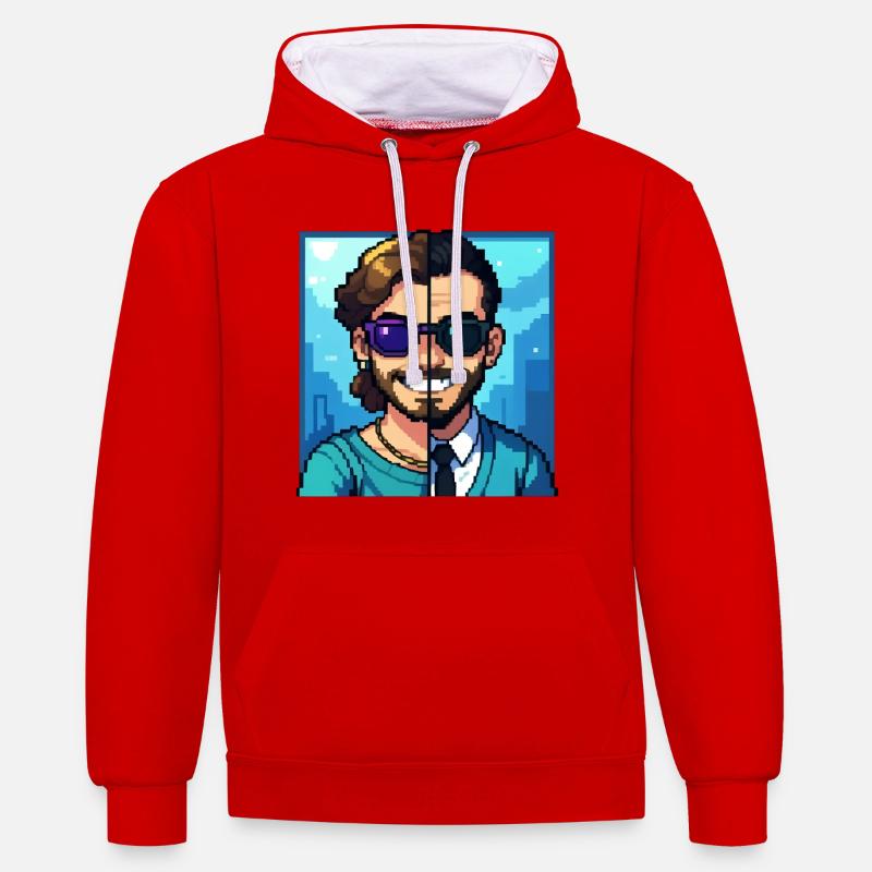 JUNGE TRIFFT JUNGE – nette Leute - Kontrast-Hoodie - Rot/Weiß