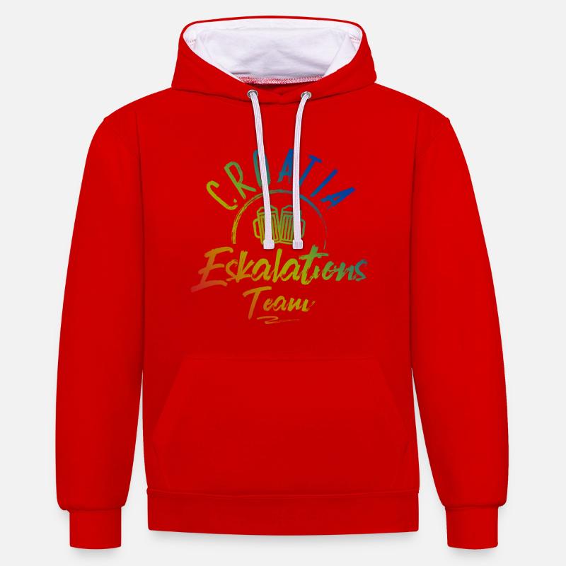 Escalade en Croatie - Sweat à capuche contrasté - rouge/blanc