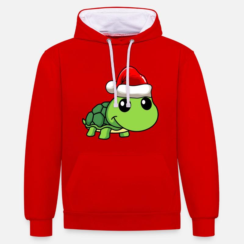 Turtle Comic Christmas - Sweat à capuche contrasté - rouge/blanc