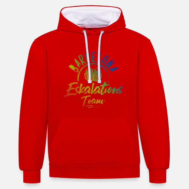 Escalade à Barcelone - Sweat à capuche contrasté - rouge/blanc