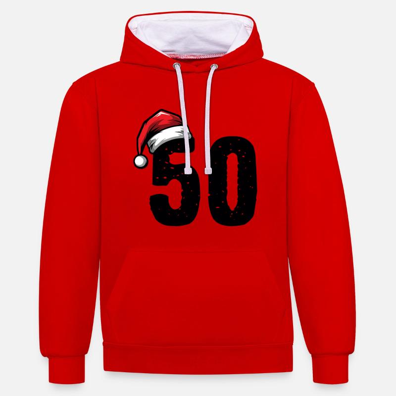 50 Numéro de Noël - Sweat à capuche contrasté - rouge/blanc