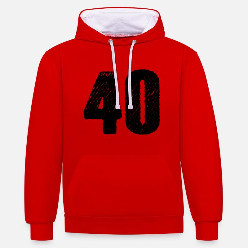 Maillot à 40 numéros - Sweat à capuche contrasté - rouge/blanc