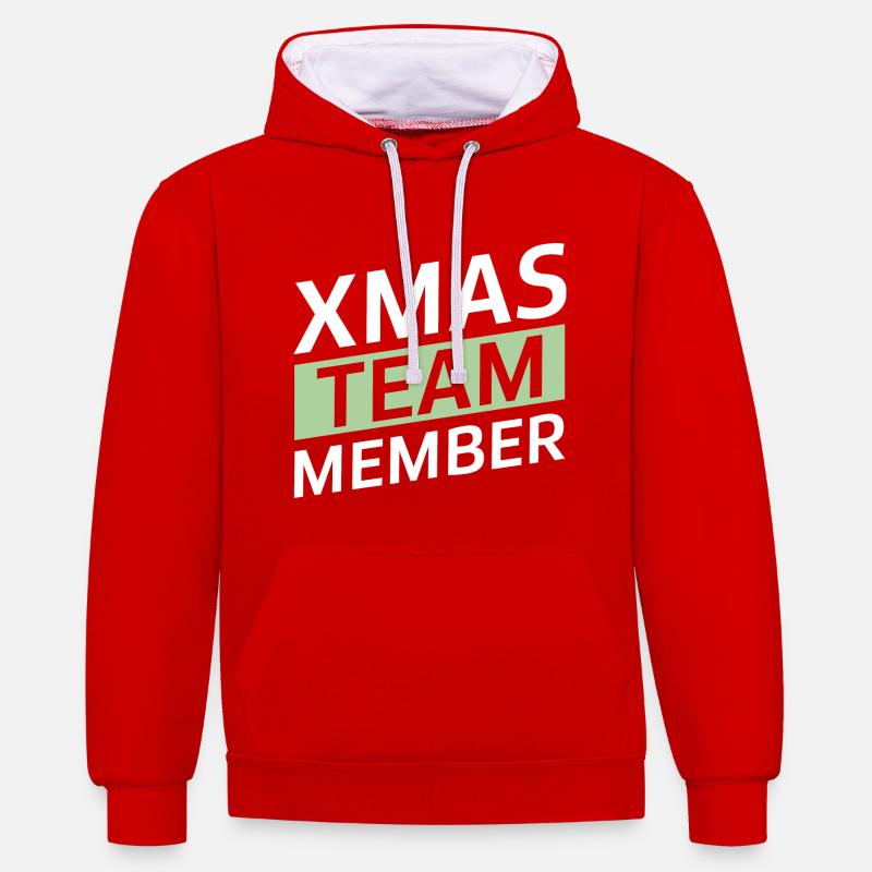 L’équipe de Noël - Sweat à capuche contrasté - rouge/blanc
