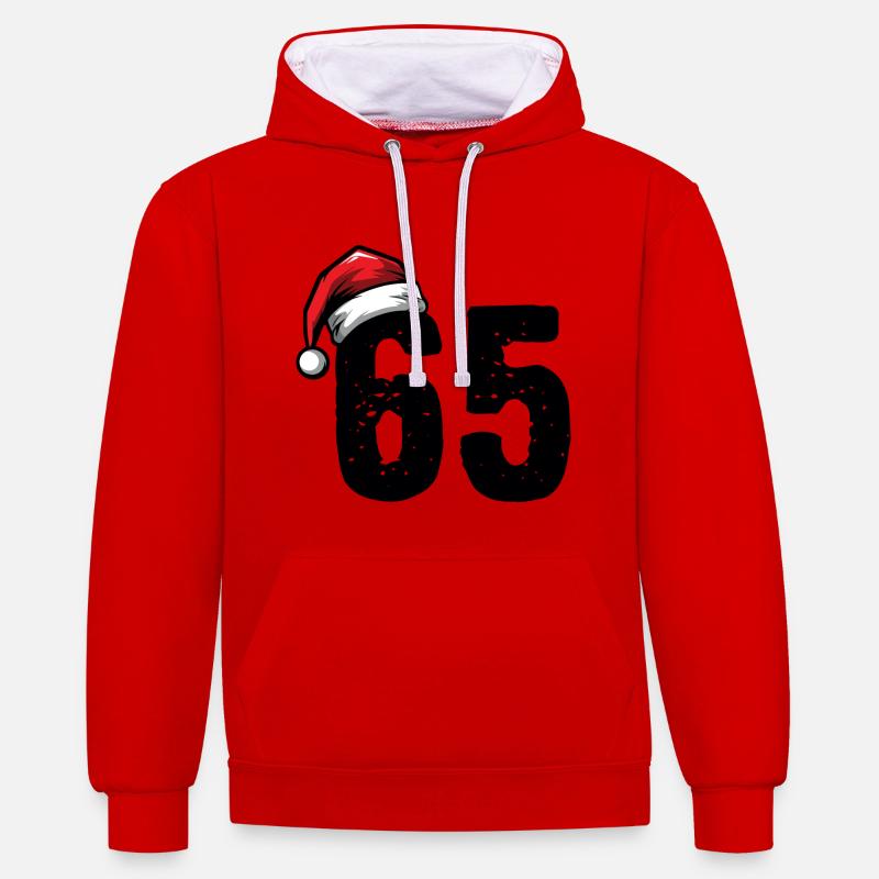 65 Numéro Noël - Sweat à capuche contrasté - rouge/blanc